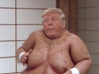 donald trump's head on fat bastard's body from austin powers
