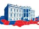 illustration of the white house on top of the us electoral college map