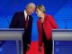 joe biden touching foreheads with elizabeth warren after a democratic debate