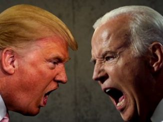 mashup image of donald trump and joe biden yelling at each other