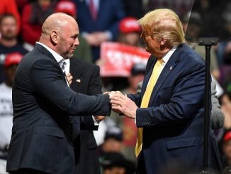 ufc president dana white shaking hands with us president donald trump on stage