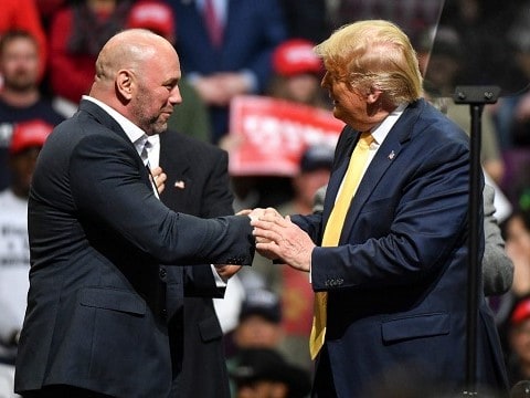 vegas betting odds for RNC pulled as speaker list announced ufc president dana white shaking hands with us president donald trump on stage