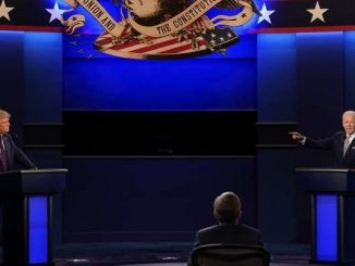 Donald Trump and Joe Biden on debate stage