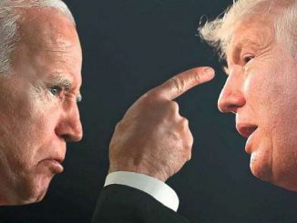 angry joe biden pointing his finger at donald trump