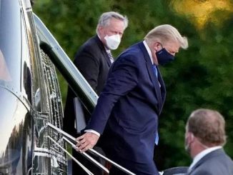 donald trump arrives by helicopter at walter reed hospital after coronavirus diagnosis