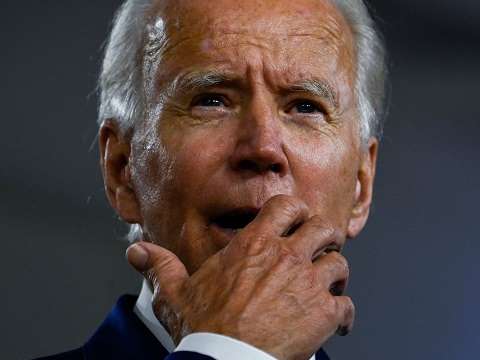 joe biden with his hand over his mouth