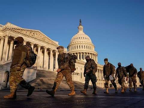 national guard troops patrolling the us capitol ahead of president joe biden inauguration