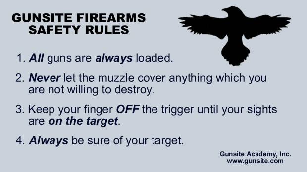 image listing the gun safety firearm rules